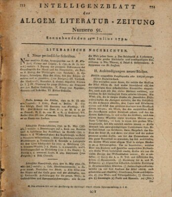 Allgemeine Literatur-Zeitung (Literarisches Zentralblatt für Deutschland) Samstag 28. Juli 1792