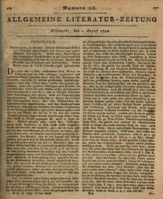 Allgemeine Literatur-Zeitung (Literarisches Zentralblatt für Deutschland) Mittwoch 1. August 1792