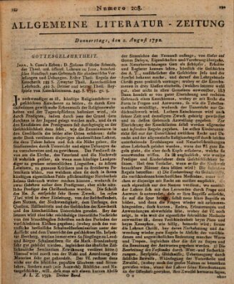 Allgemeine Literatur-Zeitung (Literarisches Zentralblatt für Deutschland) Donnerstag 2. August 1792