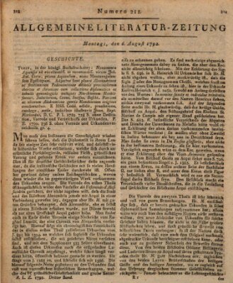 Allgemeine Literatur-Zeitung (Literarisches Zentralblatt für Deutschland) Montag 6. August 1792