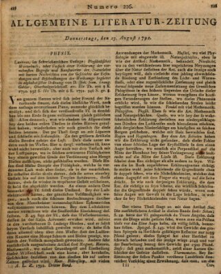 Allgemeine Literatur-Zeitung (Literarisches Zentralblatt für Deutschland) Donnerstag 23. August 1792