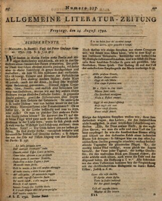 Allgemeine Literatur-Zeitung (Literarisches Zentralblatt für Deutschland) Freitag 24. August 1792