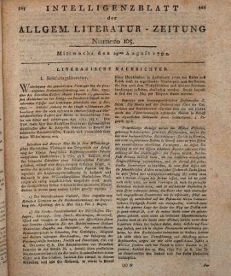 Allgemeine Literatur-Zeitung (Literarisches Zentralblatt für Deutschland) Mittwoch 29. August 1792