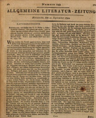 Allgemeine Literatur-Zeitung (Literarisches Zentralblatt für Deutschland) Mittwoch 12. September 1792