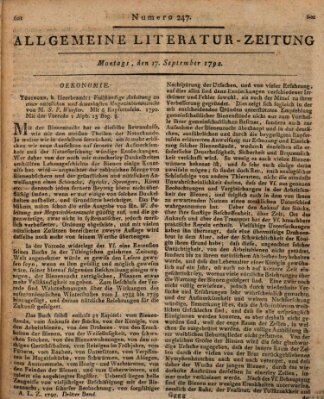 Allgemeine Literatur-Zeitung (Literarisches Zentralblatt für Deutschland) Montag 17. September 1792