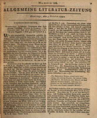 Allgemeine Literatur-Zeitung (Literarisches Zentralblatt für Deutschland) Dienstag 9. Oktober 1792