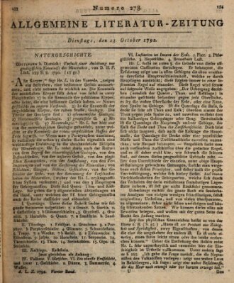 Allgemeine Literatur-Zeitung (Literarisches Zentralblatt für Deutschland) Dienstag 23. Oktober 1792