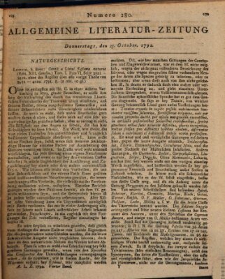 Allgemeine Literatur-Zeitung (Literarisches Zentralblatt für Deutschland) Donnerstag 25. Oktober 1792