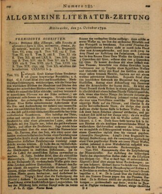 Allgemeine Literatur-Zeitung (Literarisches Zentralblatt für Deutschland) Mittwoch 31. Oktober 1792