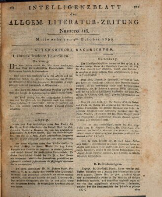 Allgemeine Literatur-Zeitung (Literarisches Zentralblatt für Deutschland) Mittwoch 3. Oktober 1792