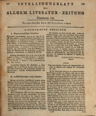 Allgemeine Literatur-Zeitung (Literarisches Zentralblatt für Deutschland) Samstag 6. Oktober 1792