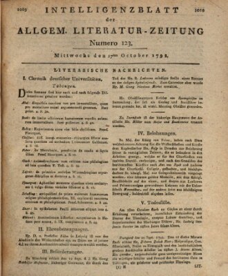 Allgemeine Literatur-Zeitung (Literarisches Zentralblatt für Deutschland) Mittwoch 17. Oktober 1792