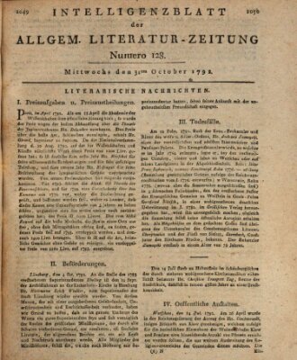 Allgemeine Literatur-Zeitung (Literarisches Zentralblatt für Deutschland) Mittwoch 31. Oktober 1792