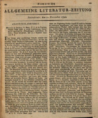 Allgemeine Literatur-Zeitung (Literarisches Zentralblatt für Deutschland) Samstag 10. November 1792