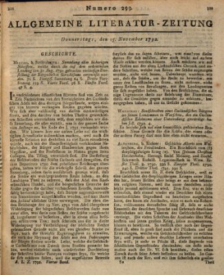 Allgemeine Literatur-Zeitung (Literarisches Zentralblatt für Deutschland) Donnerstag 15. November 1792