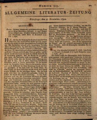 Allgemeine Literatur-Zeitung (Literarisches Zentralblatt für Deutschland) Dienstag 27. November 1792