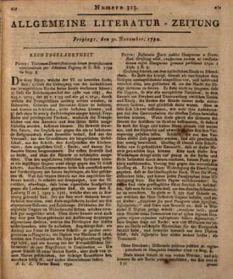 Allgemeine Literatur-Zeitung (Literarisches Zentralblatt für Deutschland) Freitag 30. November 1792