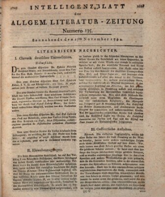 Allgemeine Literatur-Zeitung (Literarisches Zentralblatt für Deutschland) Samstag 17. November 1792