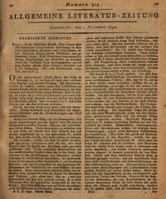 Allgemeine Literatur-Zeitung (Literarisches Zentralblatt für Deutschland) Samstag 1. Dezember 1792