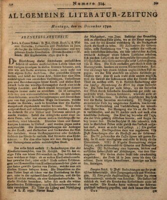 Allgemeine Literatur-Zeitung (Literarisches Zentralblatt für Deutschland) Montag 10. Dezember 1792