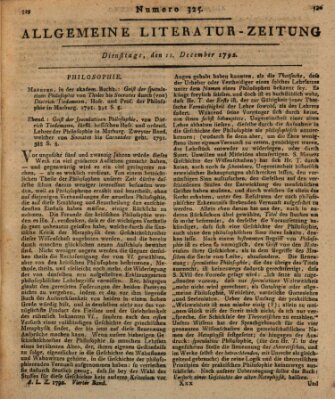 Allgemeine Literatur-Zeitung (Literarisches Zentralblatt für Deutschland) Dienstag 11. Dezember 1792