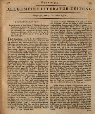 Allgemeine Literatur-Zeitung (Literarisches Zentralblatt für Deutschland) Freitag 14. Dezember 1792