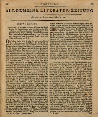 Allgemeine Literatur-Zeitung (Literarisches Zentralblatt für Deutschland) Montag 31. Dezember 1792