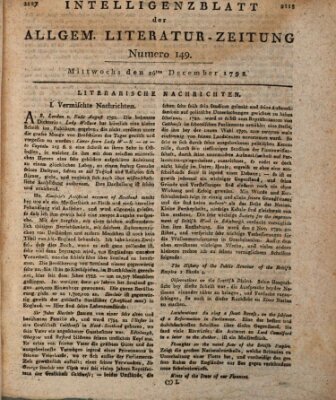 Allgemeine Literatur-Zeitung (Literarisches Zentralblatt für Deutschland) Mittwoch 26. Dezember 1792