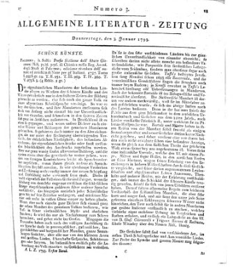 Allgemeine Literatur-Zeitung (Literarisches Zentralblatt für Deutschland) Donnerstag 3. Januar 1793