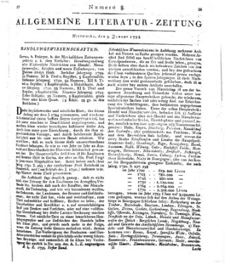 Allgemeine Literatur-Zeitung (Literarisches Zentralblatt für Deutschland) Mittwoch 9. Januar 1793