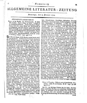 Allgemeine Literatur-Zeitung (Literarisches Zentralblatt für Deutschland) Dienstag 15. Januar 1793