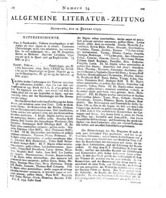 Allgemeine Literatur-Zeitung (Literarisches Zentralblatt für Deutschland) Mittwoch 16. Januar 1793