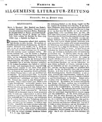 Allgemeine Literatur-Zeitung (Literarisches Zentralblatt für Deutschland) Mittwoch 23. Januar 1793