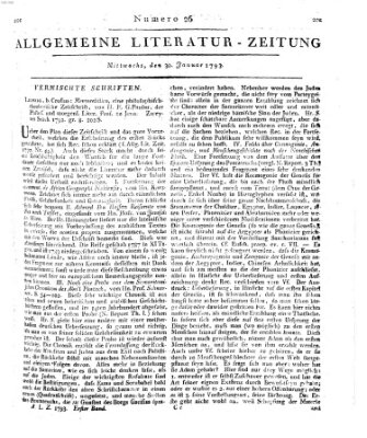 Allgemeine Literatur-Zeitung (Literarisches Zentralblatt für Deutschland) Mittwoch 30. Januar 1793