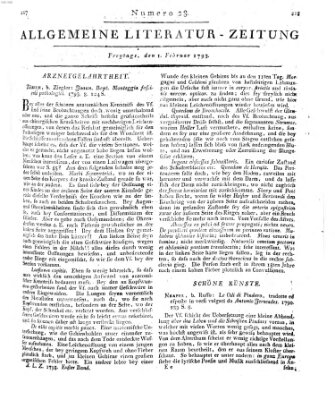 Allgemeine Literatur-Zeitung (Literarisches Zentralblatt für Deutschland) Freitag 1. Februar 1793