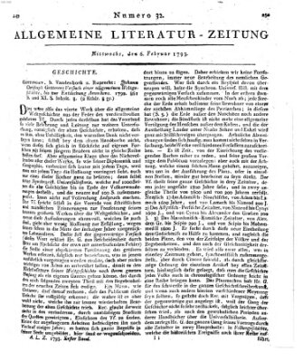 Allgemeine Literatur-Zeitung (Literarisches Zentralblatt für Deutschland) Mittwoch 6. Februar 1793