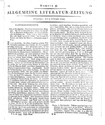 Allgemeine Literatur-Zeitung (Literarisches Zentralblatt für Deutschland) Freitag 8. Februar 1793