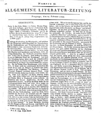 Allgemeine Literatur-Zeitung (Literarisches Zentralblatt für Deutschland) Freitag 22. Februar 1793