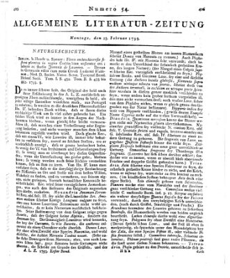 Allgemeine Literatur-Zeitung (Literarisches Zentralblatt für Deutschland) Montag 25. Februar 1793