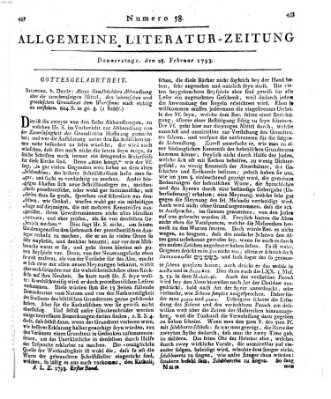 Allgemeine Literatur-Zeitung (Literarisches Zentralblatt für Deutschland) Donnerstag 28. Februar 1793