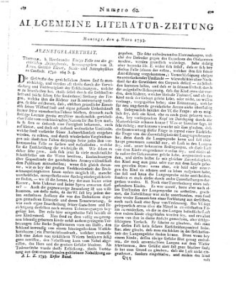 Allgemeine Literatur-Zeitung (Literarisches Zentralblatt für Deutschland) Montag 4. März 1793