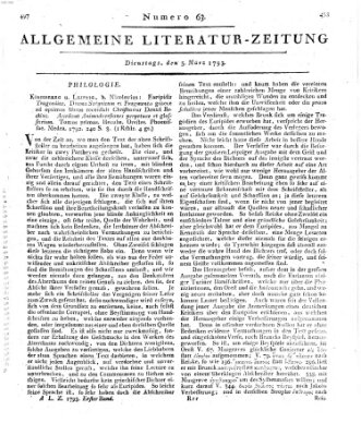 Allgemeine Literatur-Zeitung (Literarisches Zentralblatt für Deutschland) Dienstag 5. März 1793