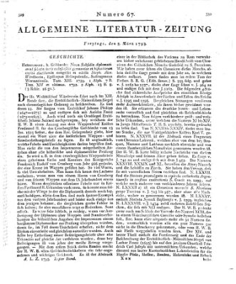 Allgemeine Literatur-Zeitung (Literarisches Zentralblatt für Deutschland) Freitag 8. März 1793