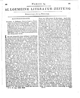 Allgemeine Literatur-Zeitung (Literarisches Zentralblatt für Deutschland) Donnerstag 14. März 1793