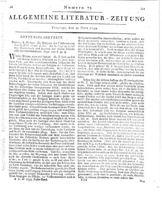 Allgemeine Literatur-Zeitung (Literarisches Zentralblatt für Deutschland) Freitag 15. März 1793