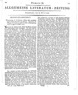 Allgemeine Literatur-Zeitung (Literarisches Zentralblatt für Deutschland) Samstag 16. März 1793