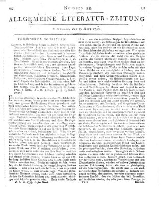 Allgemeine Literatur-Zeitung (Literarisches Zentralblatt für Deutschland) Mittwoch 27. März 1793