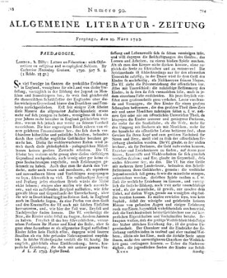 Allgemeine Literatur-Zeitung (Literarisches Zentralblatt für Deutschland) Freitag 29. März 1793