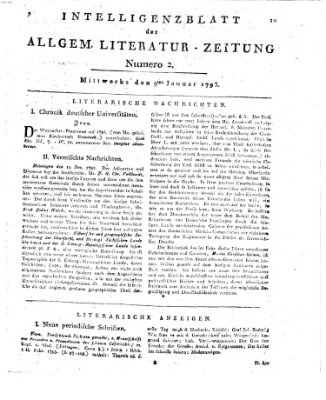 Allgemeine Literatur-Zeitung (Literarisches Zentralblatt für Deutschland) Mittwoch 9. Januar 1793