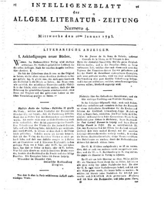 Allgemeine Literatur-Zeitung (Literarisches Zentralblatt für Deutschland) Mittwoch 16. Januar 1793